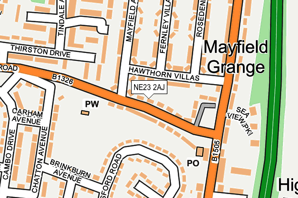 NE23 2AJ map - OS OpenMap – Local (Ordnance Survey)