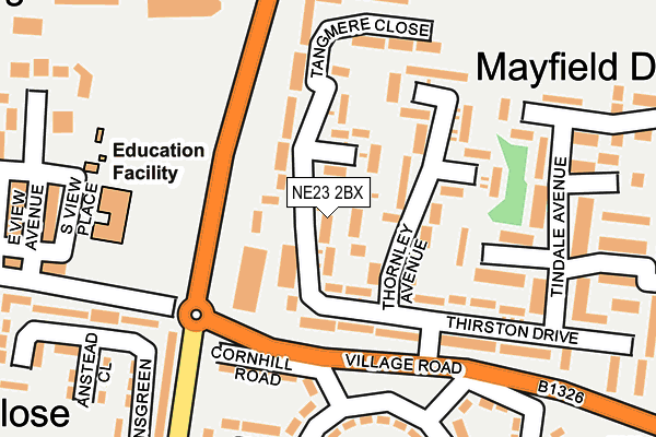 NE23 2BX map - OS OpenMap – Local (Ordnance Survey)