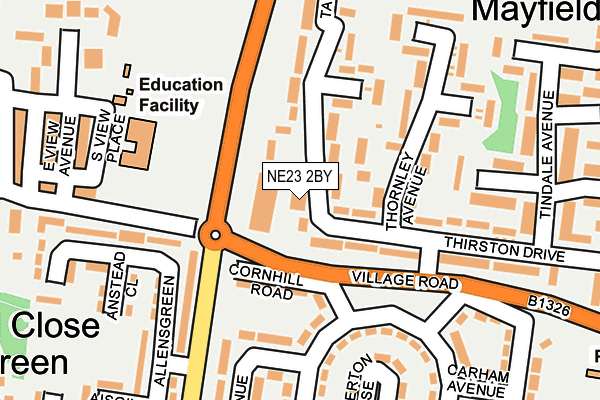 NE23 2BY map - OS OpenMap – Local (Ordnance Survey)