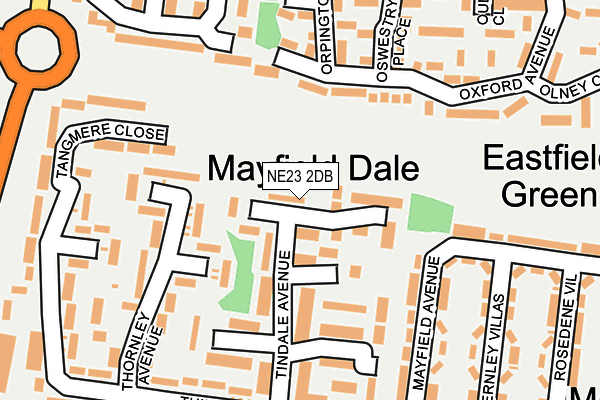 NE23 2DB map - OS OpenMap – Local (Ordnance Survey)