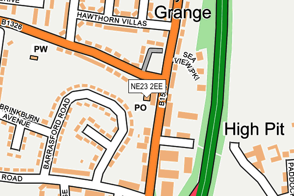 NE23 2EE map - OS OpenMap – Local (Ordnance Survey)