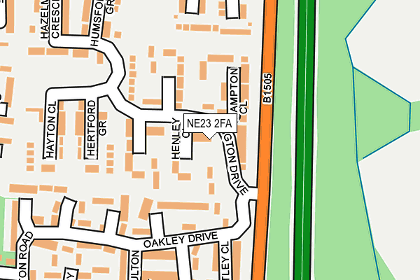 NE23 2FA map - OS OpenMap – Local (Ordnance Survey)