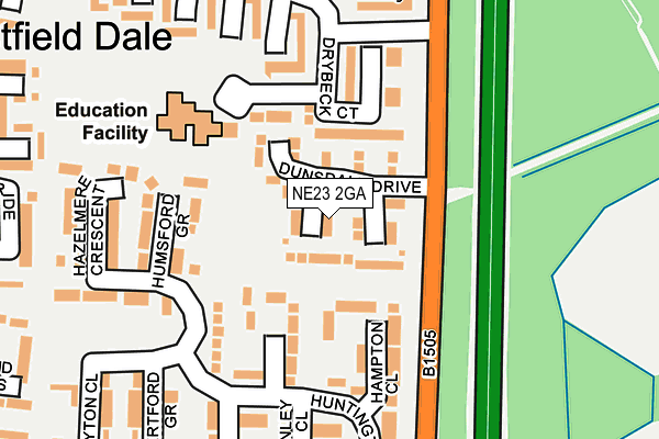 NE23 2GA map - OS OpenMap – Local (Ordnance Survey)