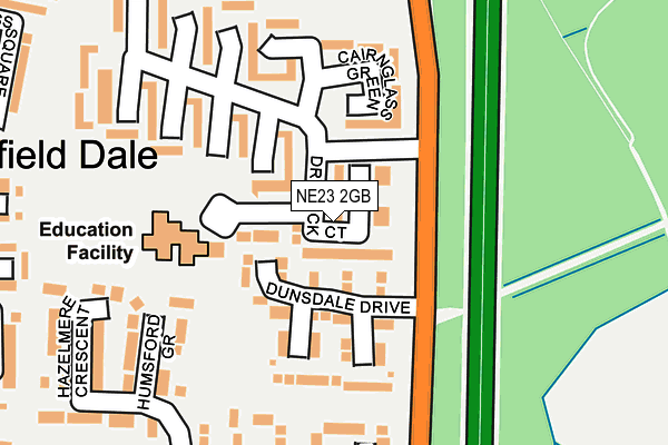 NE23 2GB map - OS OpenMap – Local (Ordnance Survey)