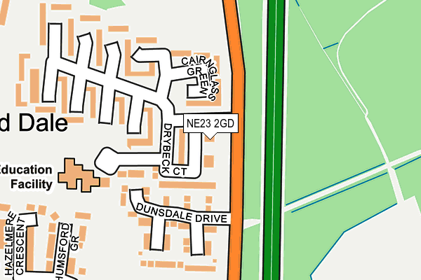 NE23 2GD map - OS OpenMap – Local (Ordnance Survey)