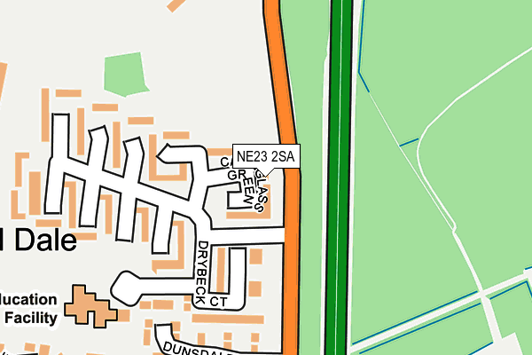 NE23 2SA map - OS OpenMap – Local (Ordnance Survey)