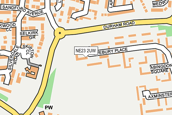 NE23 2UW map - OS OpenMap – Local (Ordnance Survey)
