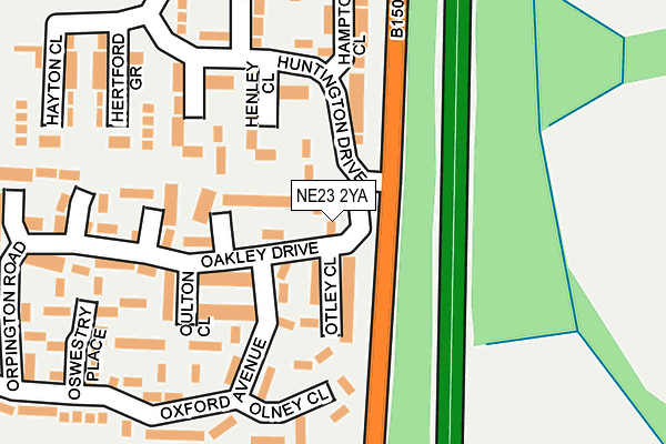 NE23 2YA map - OS OpenMap – Local (Ordnance Survey)