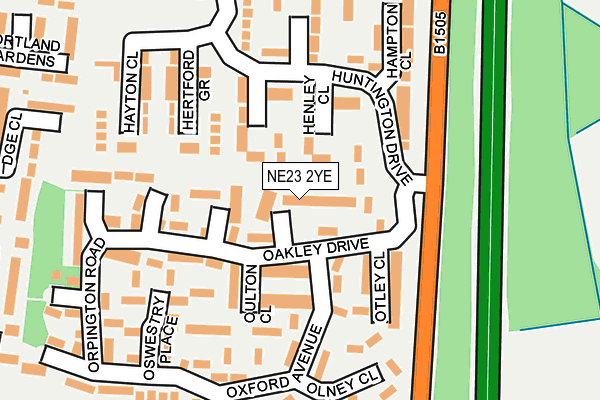 NE23 2YE map - OS OpenMap – Local (Ordnance Survey)
