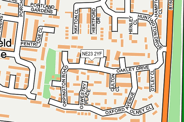NE23 2YF map - OS OpenMap – Local (Ordnance Survey)
