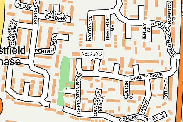 NE23 2YG map - OS OpenMap – Local (Ordnance Survey)