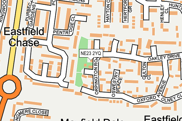 NE23 2YQ map - OS OpenMap – Local (Ordnance Survey)