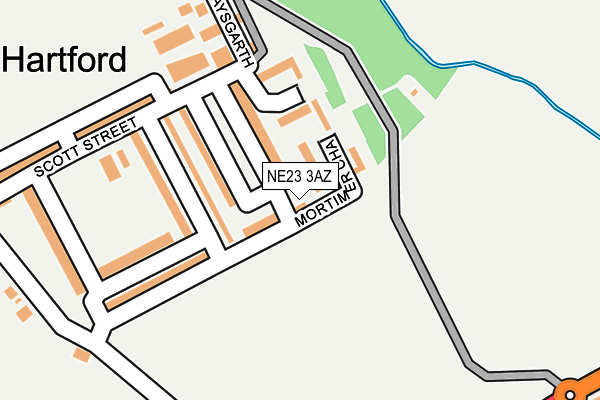 NE23 3AZ map - OS OpenMap – Local (Ordnance Survey)