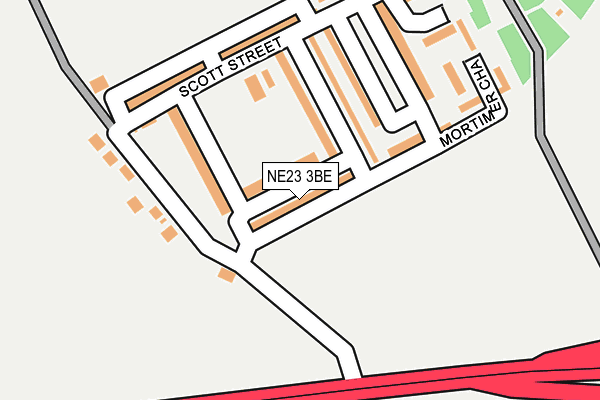 NE23 3BE map - OS OpenMap – Local (Ordnance Survey)