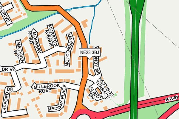 NE23 3BJ map - OS OpenMap – Local (Ordnance Survey)