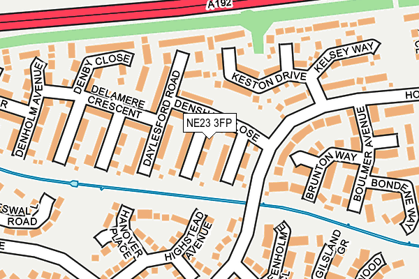 NE23 3FP map - OS OpenMap – Local (Ordnance Survey)