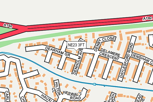 NE23 3FT map - OS OpenMap – Local (Ordnance Survey)