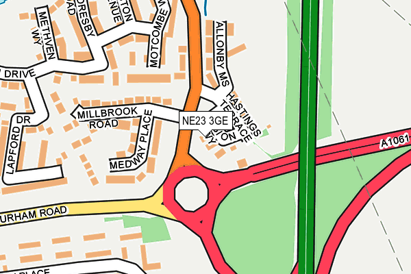NE23 3GE map - OS OpenMap – Local (Ordnance Survey)