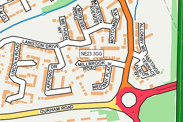 NE23 3GG map - OS OpenMap – Local (Ordnance Survey)