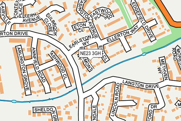 NE23 3GH map - OS OpenMap – Local (Ordnance Survey)