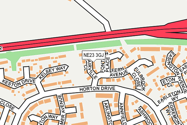 NE23 3GJ map - OS OpenMap – Local (Ordnance Survey)