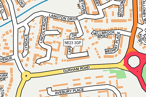 NE23 3GP map - OS OpenMap – Local (Ordnance Survey)