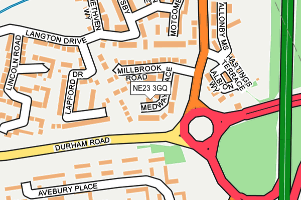 NE23 3GQ map - OS OpenMap – Local (Ordnance Survey)
