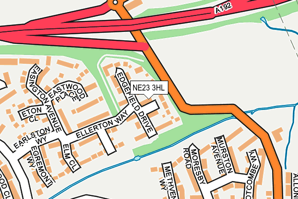 NE23 3HL map - OS OpenMap – Local (Ordnance Survey)