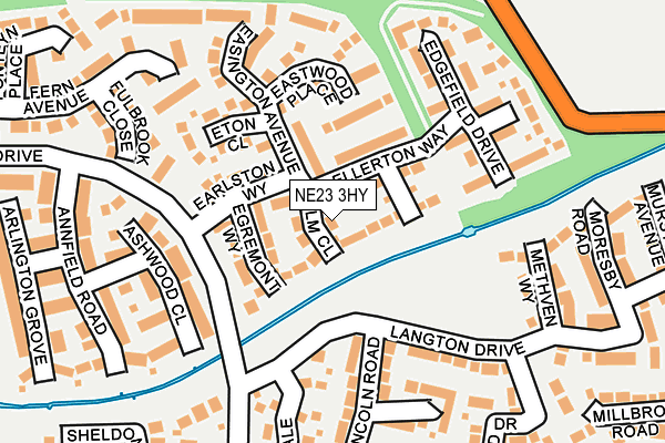 NE23 3HY map - OS OpenMap – Local (Ordnance Survey)