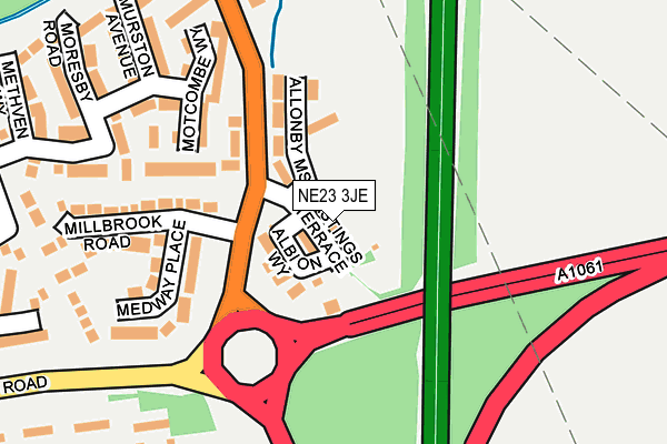 NE23 3JE map - OS OpenMap – Local (Ordnance Survey)