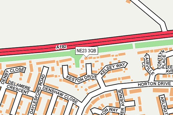 NE23 3QB map - OS OpenMap – Local (Ordnance Survey)