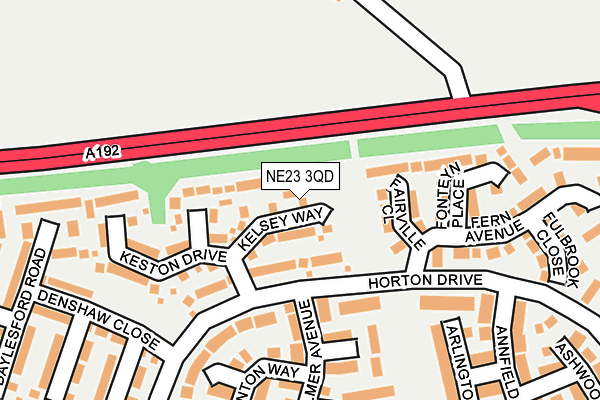 NE23 3QD map - OS OpenMap – Local (Ordnance Survey)