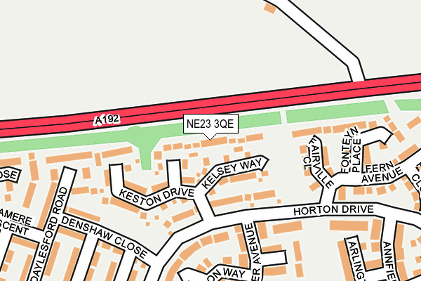 NE23 3QE map - OS OpenMap – Local (Ordnance Survey)