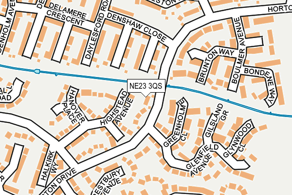 NE23 3QS map - OS OpenMap – Local (Ordnance Survey)