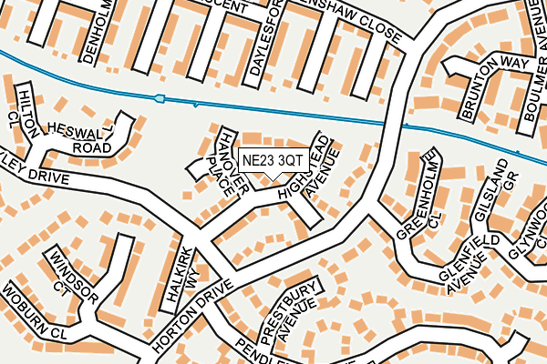 NE23 3QT map - OS OpenMap – Local (Ordnance Survey)
