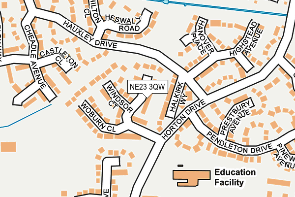 NE23 3QW map - OS OpenMap – Local (Ordnance Survey)