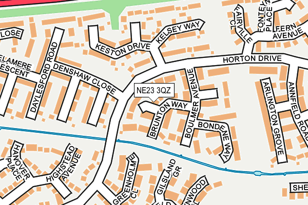 NE23 3QZ map - OS OpenMap – Local (Ordnance Survey)