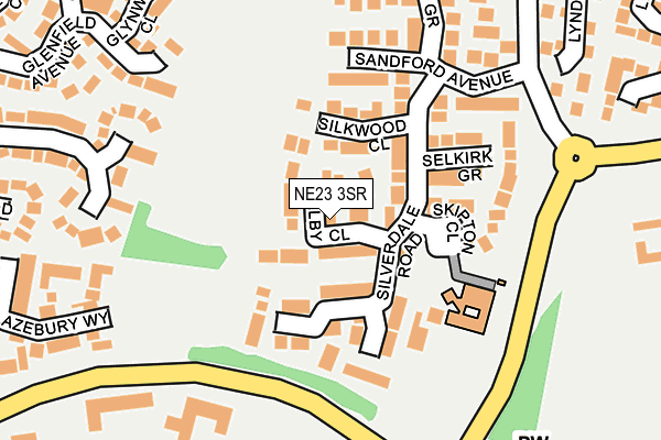 NE23 3SR map - OS OpenMap – Local (Ordnance Survey)