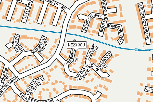 NE23 3SU map - OS OpenMap – Local (Ordnance Survey)