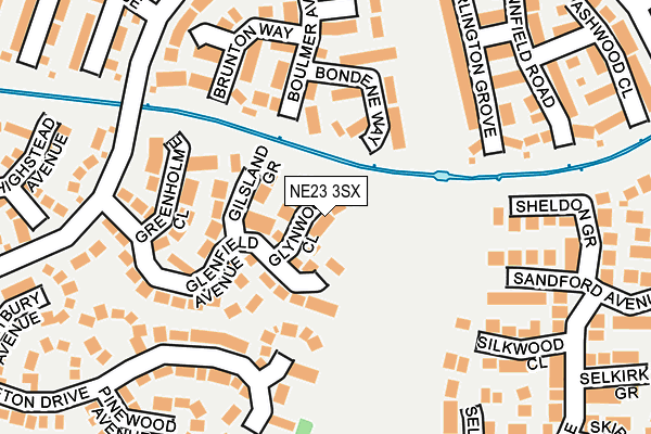 NE23 3SX map - OS OpenMap – Local (Ordnance Survey)