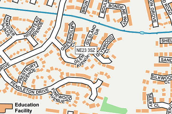NE23 3SZ map - OS OpenMap – Local (Ordnance Survey)