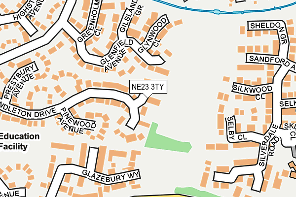 NE23 3TY map - OS OpenMap – Local (Ordnance Survey)