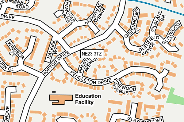 NE23 3TZ map - OS OpenMap – Local (Ordnance Survey)