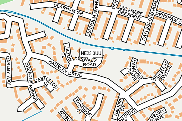 NE23 3UU map - OS OpenMap – Local (Ordnance Survey)