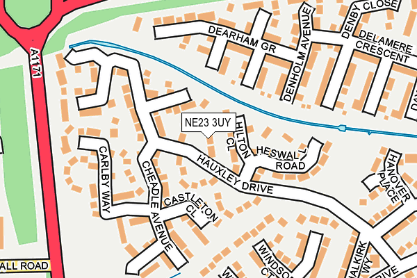 NE23 3UY map - OS OpenMap – Local (Ordnance Survey)