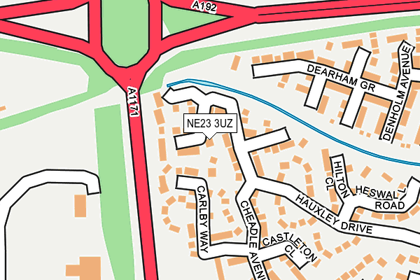 NE23 3UZ map - OS OpenMap – Local (Ordnance Survey)