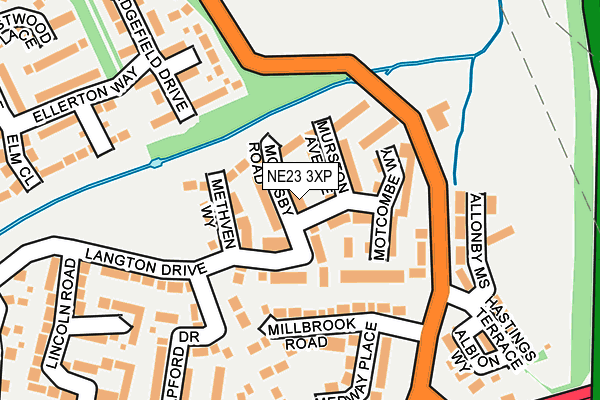 NE23 3XP map - OS OpenMap – Local (Ordnance Survey)