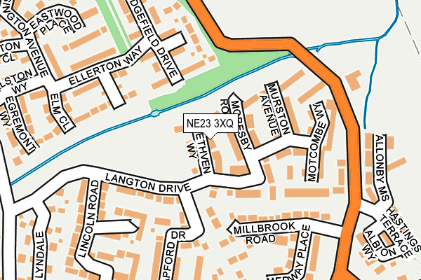 NE23 3XQ map - OS OpenMap – Local (Ordnance Survey)
