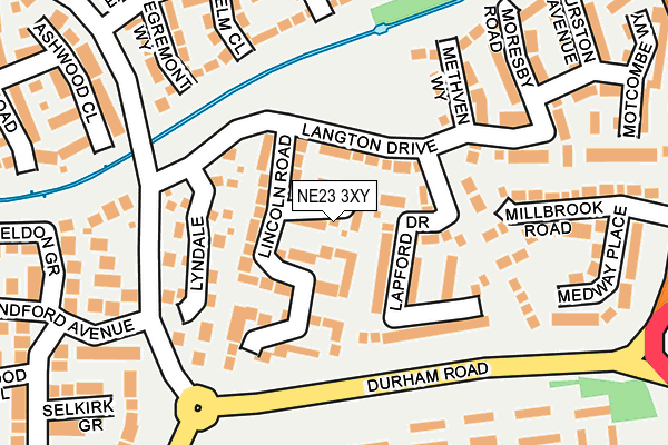 NE23 3XY map - OS OpenMap – Local (Ordnance Survey)