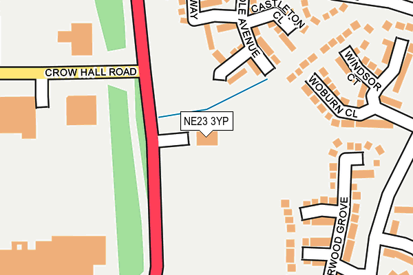 NE23 3YP map - OS OpenMap – Local (Ordnance Survey)